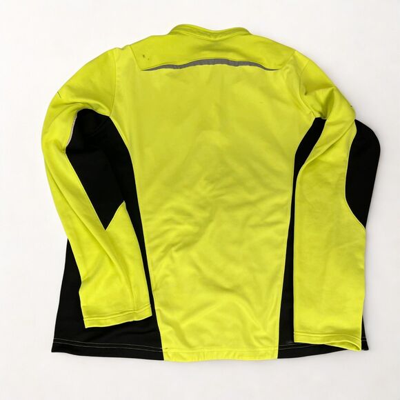Adidas Running Shirt Mens XL ClimaCool Yellow Black Long Sleeve 1/4 Zip Top - Picture 2 of 7